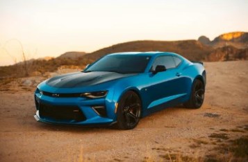Blue Chevrolet Camaro in the desert